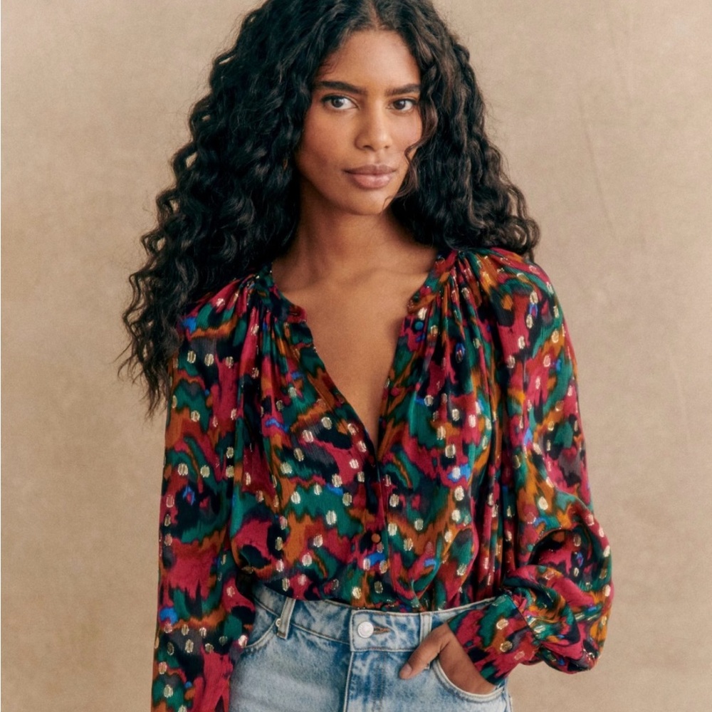 Sezane Lealys Shirt Lucky Print - Size 6